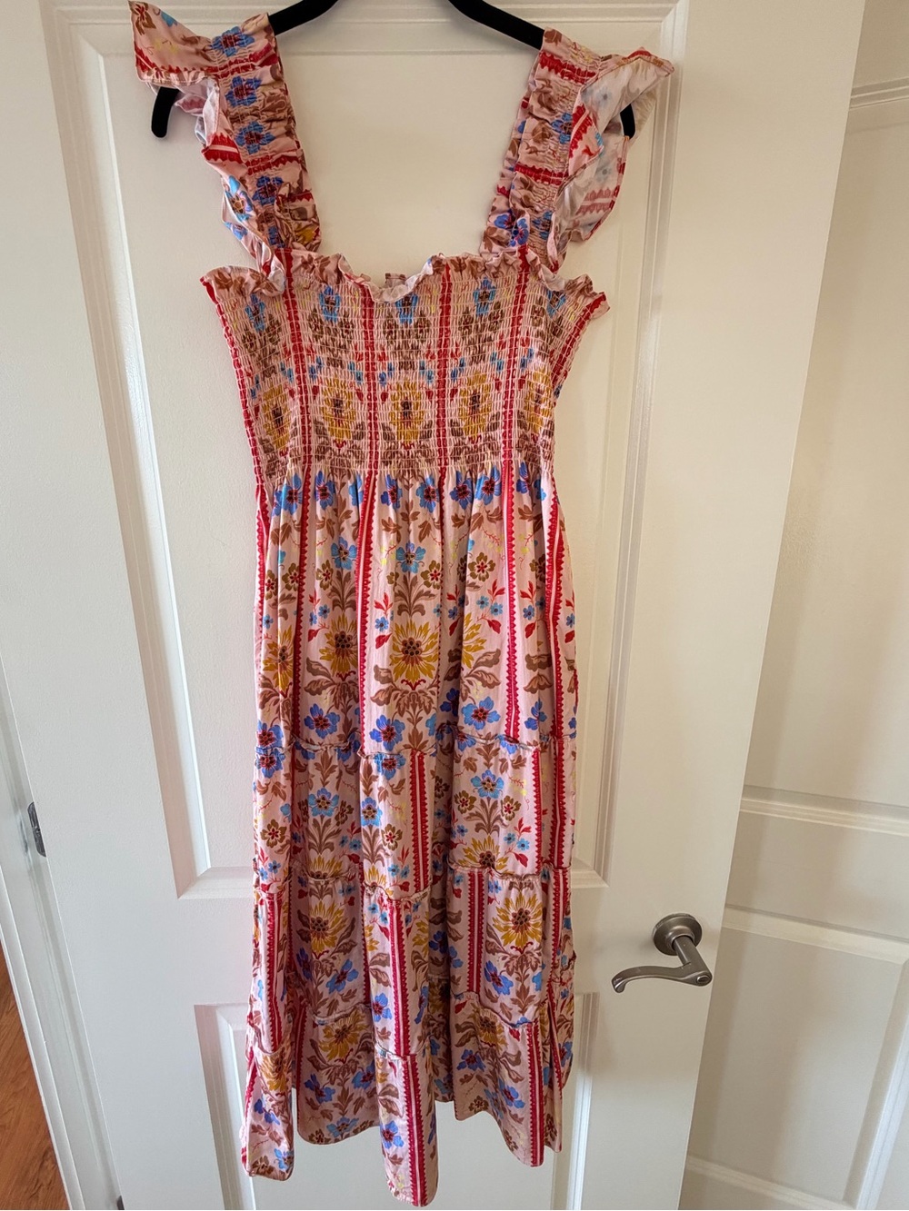 Hill House - The Ellie Nap Dress - Pink Floral Block Stripe Size L